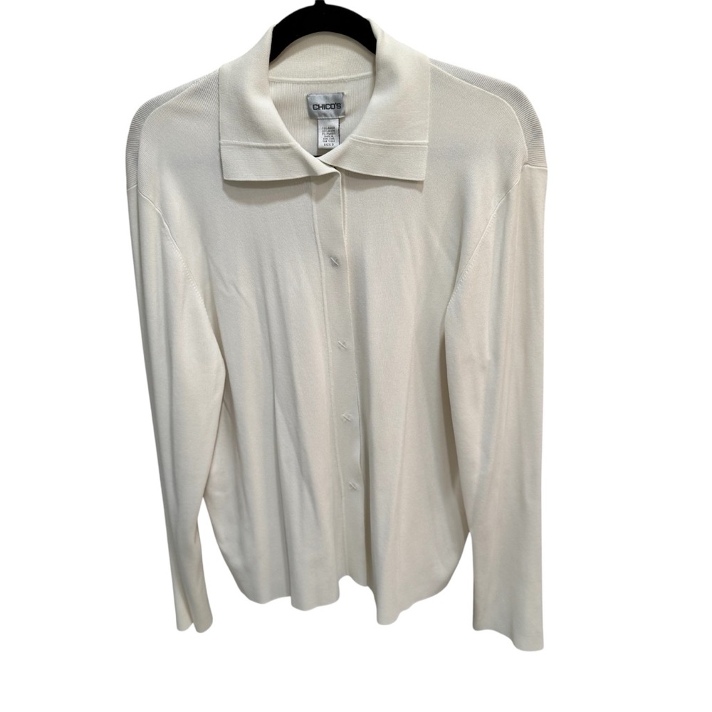 Chico's Vintage West Palm Cardigan in Optic White Size 3 NWT Resort wear